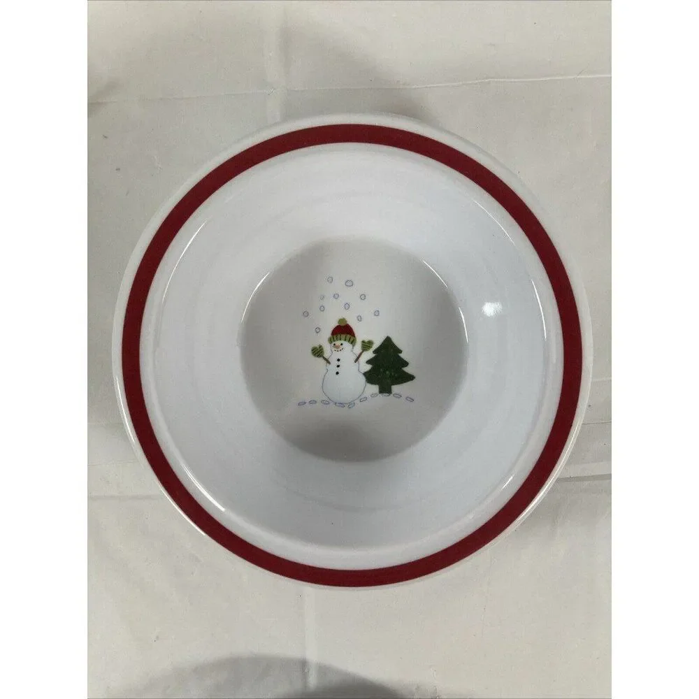 Pottery Barn Kids Snowman Plate Bowl Sippy Cup Christmas Holiday Plastic In Box